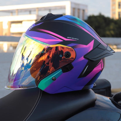 Capacete de Moto Unissex Anti-Embaçante com Lente Dupla e Meio Rosto para Veículos Elétricos Equipamento de Proteção para Homens e Mulheres