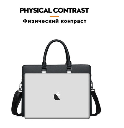 MOTAORA Genuine Leather Laptop Bag Men 14-15.6 Inch Business Briefcase Work Messenger Bag for MacBook HP Dell Acer