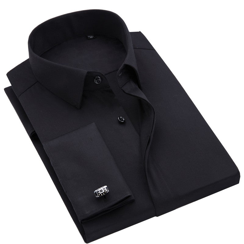 Men's French cufflinks shirt, men's long sleeves, high-end feeling, bamboo fiber silky smooth no iron formal wear wedding spr