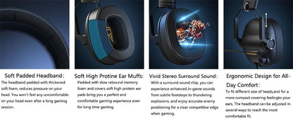 SENZER SG500 Surround Sound Pro Gaming Headset with Noise Cancelling Microphone-Portable Foldable Headphones for PC,PS4,PS5,Xbox