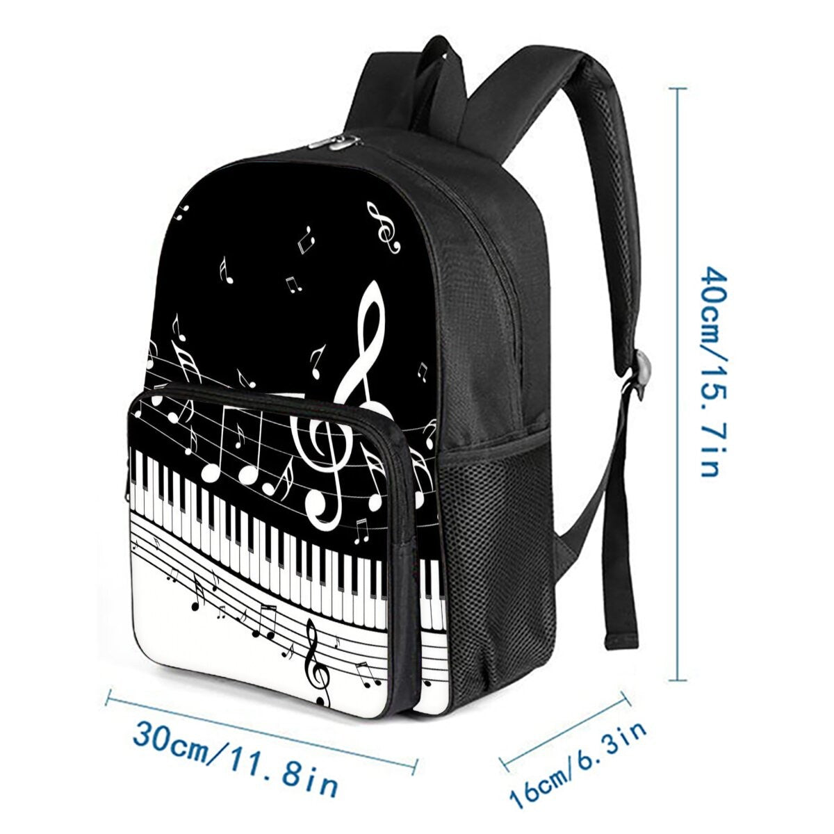 Musical Note Print Square Front Pocket Backpack Zipper Large Capacity for Boy/Girls Best Gift 3D Cartoon Children's School Bag