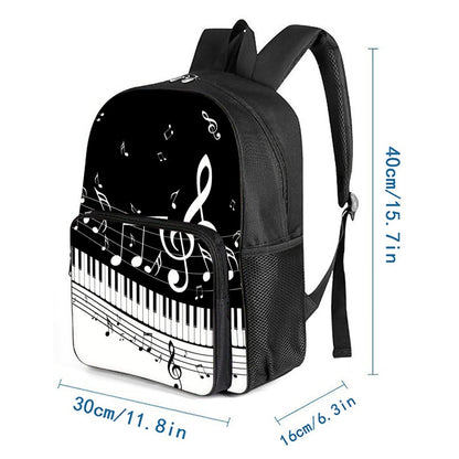 Musical Note Print Square Front Pocket Backpack Zipper Large Capacity for Boy/Girls Best Gift 3D Cartoon Children's School Bag