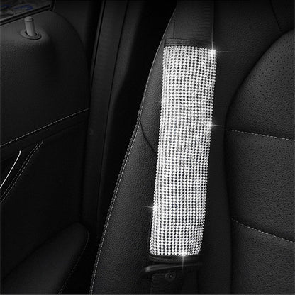 Capa de volante Bing Bling de couro PU com strass de cristal para mulheres, acessórios automotivos
