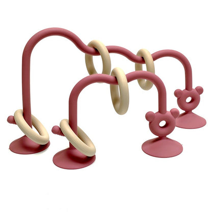 Brinquedos de contas labirinto para bebês, brinquedo de silicone visual para mastigar e moer, brinquedos educativos de contas labirinto com ventosa para a primeira infância