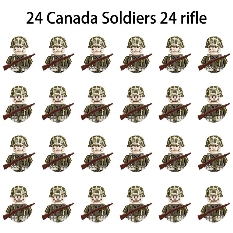 Brinquedos de blocos de montar para crianças: Modelos de Mini Armas de Exército Nacional de Guerra de Soldados de Infantaria da Segunda Guerra Mundial