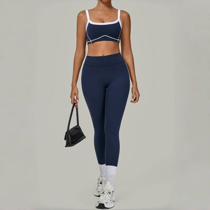 Yoga Suit Sports Fitness High Waist Peach Hip Tight Removable Padding Sports Bra Outfit Running Workout Clothes Gym Leggings Set