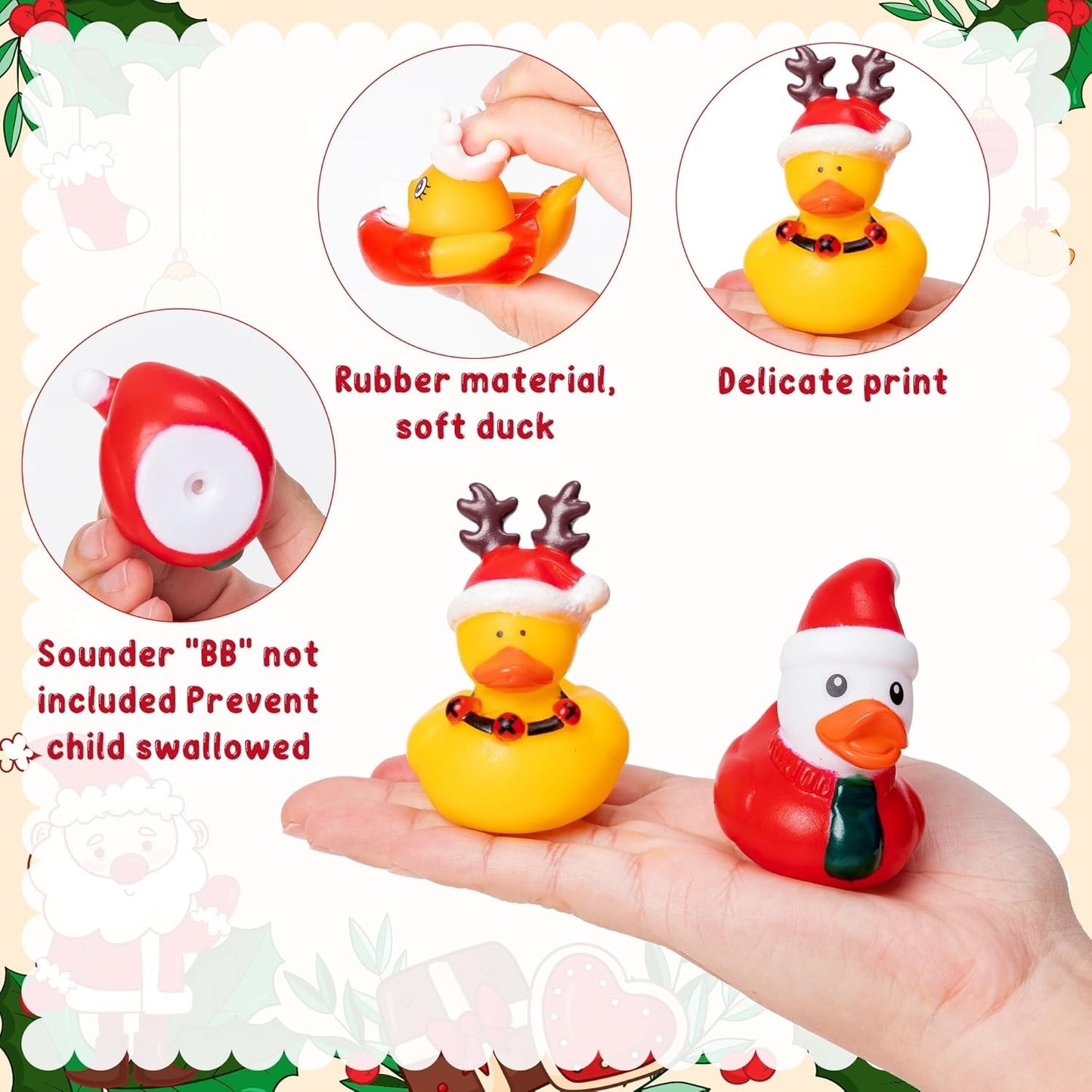 12-100pcs Christmas Rubber Ducks Bulk?Jeep Duckies Toys for for Kids Christmas Decor, Xmas Stocking Stuffers, Gift Exchange