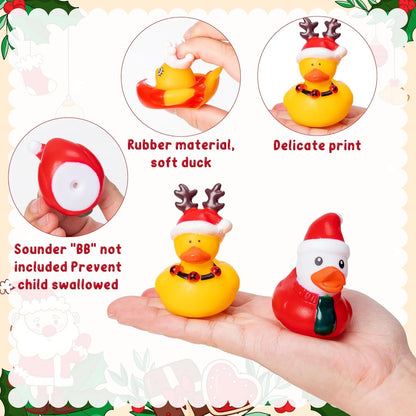 12-100pcs Christmas Rubber Ducks Bulk?Jeep Duckies Toys for for Kids Christmas Decor, Xmas Stocking Stuffers, Gift Exchange