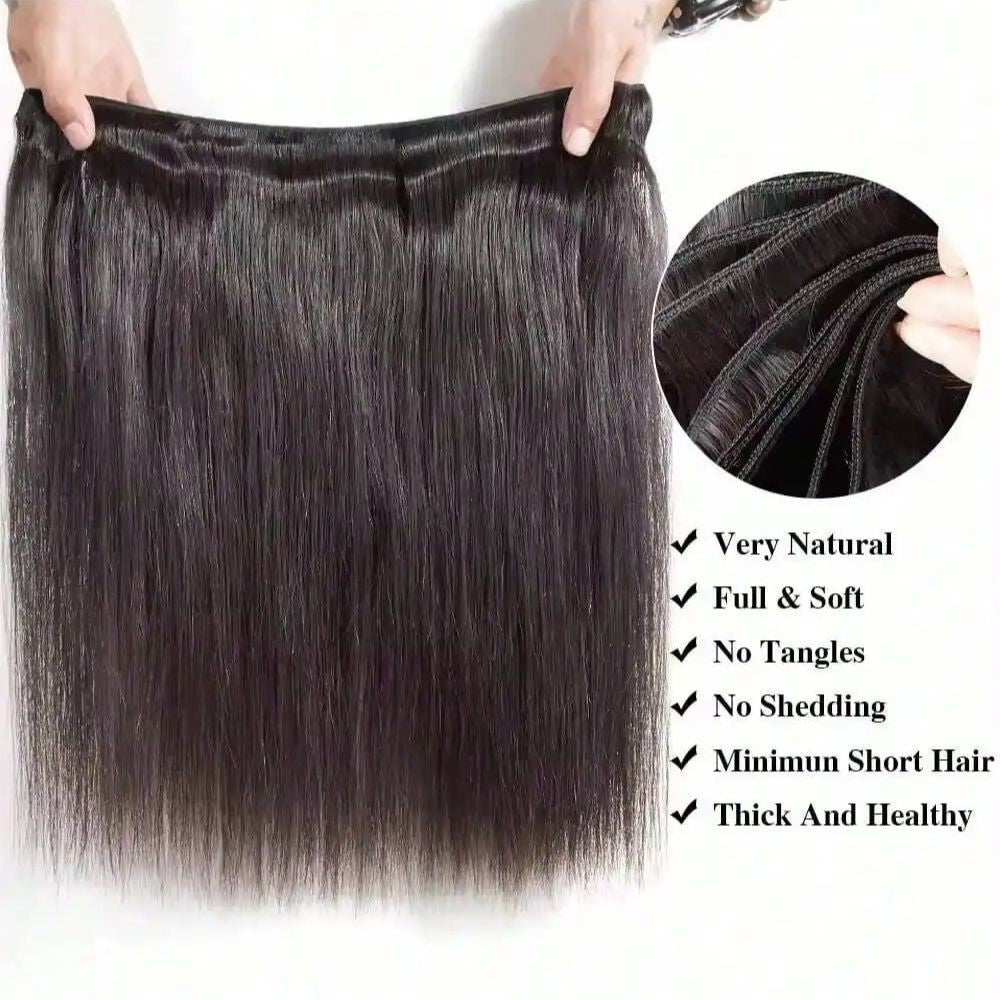 Pacotes de Cabelo Humano Liso de Osso 12A 100% Cabelo Virgem Brasileiro Não Processado 32 Polegadas Cabelo Cru Extensões de Trama de Pacotes Duplos