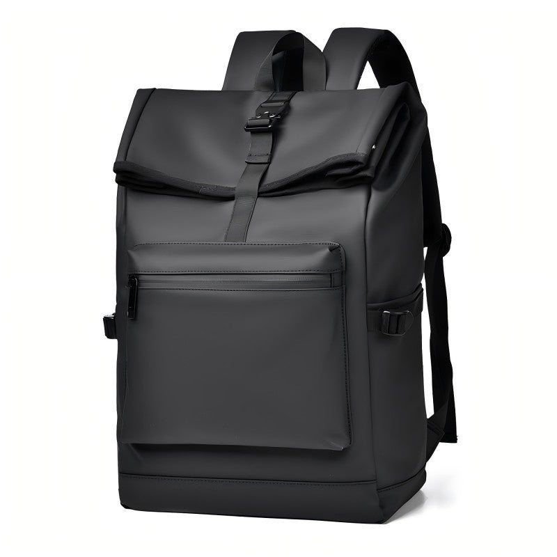 Mochila de Grande Capacidade - Mochila de Viagem e Deslocamento Preta Sólida Estilosa com Alças Ajustáveis, Vários Compartimentos, Mochila de Viagem