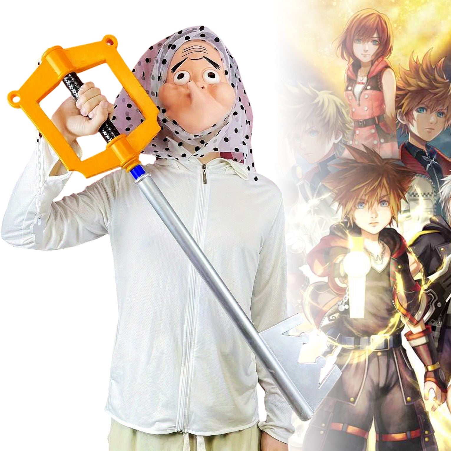 34inch PU Kingdom Hearts Katana Sora Yellow Key Sword Anime Cosplay Knife Real Size Japanese Katana Original Samurai Sabre Toy