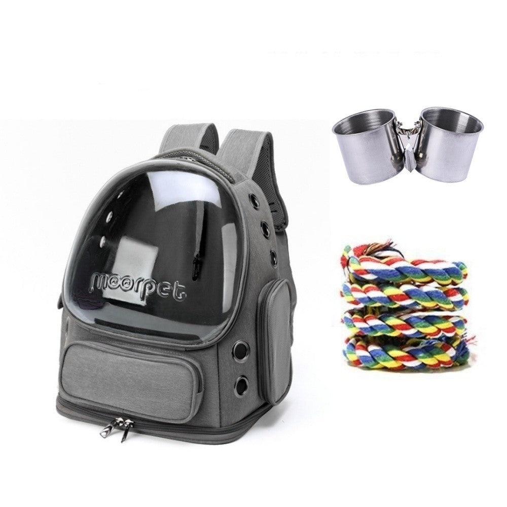 Mochila Transportadora para Pássaros, Gaiola de Viagem para Papagaios com Poleiro e Comedouros para Papagaio e Calopsita para Visitas ao Veterinário, Acampamento, Caminhada, Viagem