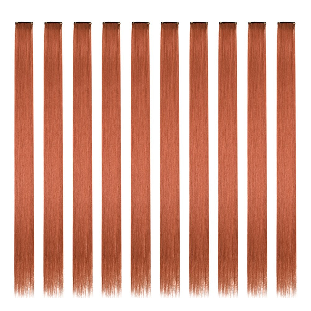 Mechas Coloridas Cabelo Sintético 10 Peças Extensões de Cabelo Liso 55 cm Com Presilha Aplique para Mulheres Festa Cosplay Presentes