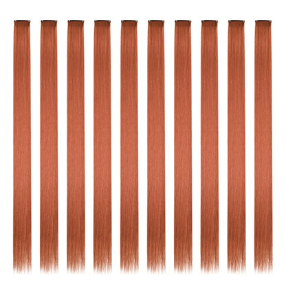 Mechas Coloridas Cabelo Sintético 10 Peças Extensões de Cabelo Liso 55 cm Com Presilha Aplique para Mulheres Festa Cosplay Presentes