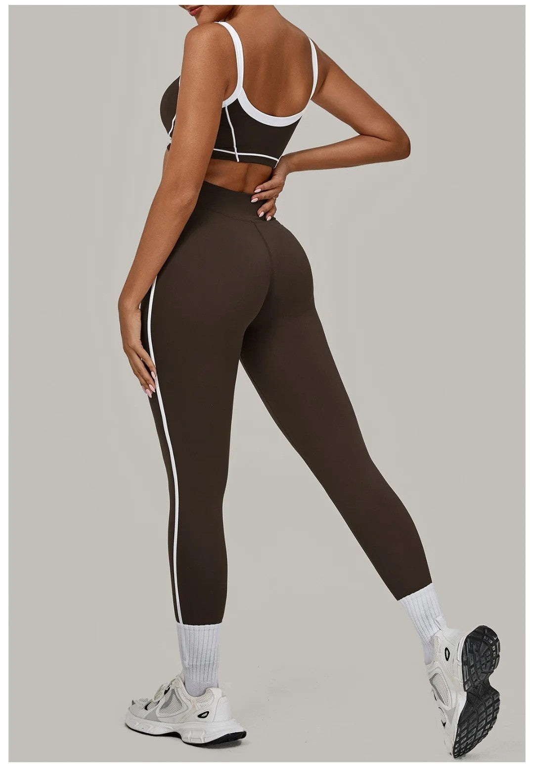 Yoga Suit Sports Fitness High Waist Peach Hip Tight Removable Padding Sports Bra Outfit Running Workout Clothes Gym Leggings Set