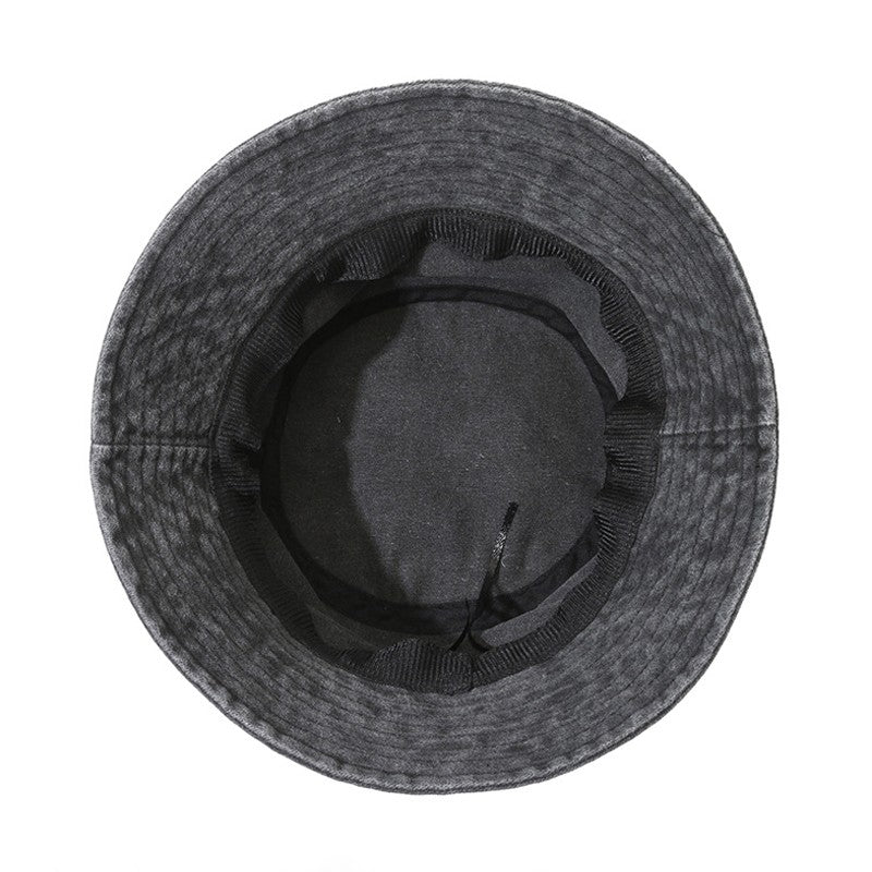 Panda Embroidery Washed Cotton Bucket Hat for Men Women Vintage Wide Brim Sun Protection Adjustable Outdoor Fishing Beach Cap