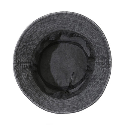 Panda Embroidery Washed Cotton Bucket Hat for Men Women Vintage Wide Brim Sun Protection Adjustable Outdoor Fishing Beach Cap