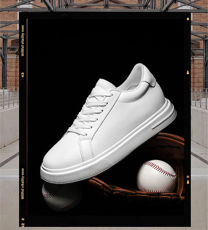 Heightening Casual Shoes Fashion PU Leather Elevator Shoes for Men 6cm 8cm 10cm Invisible Height Increase White Sneakers Cortex