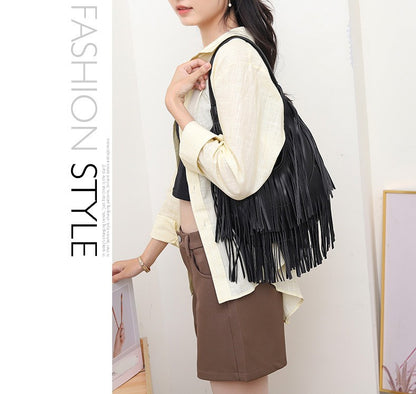 Long Tassels Women handbag Fashion Shoulder Bags for ladies hand bag Soft PU leather casual hobos armpit bag female Tote