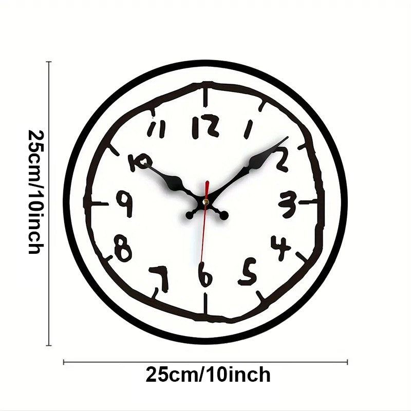 Creative Hand Drawing Wooden Silent Hanging Wall Clock, For Living Room, Office, Study Room, Bedroom, Home Decoration