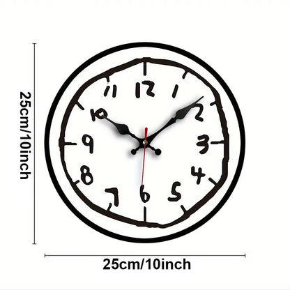 Creative Hand Drawing Wooden Silent Hanging Wall Clock, For Living Room, Office, Study Room, Bedroom, Home Decoration