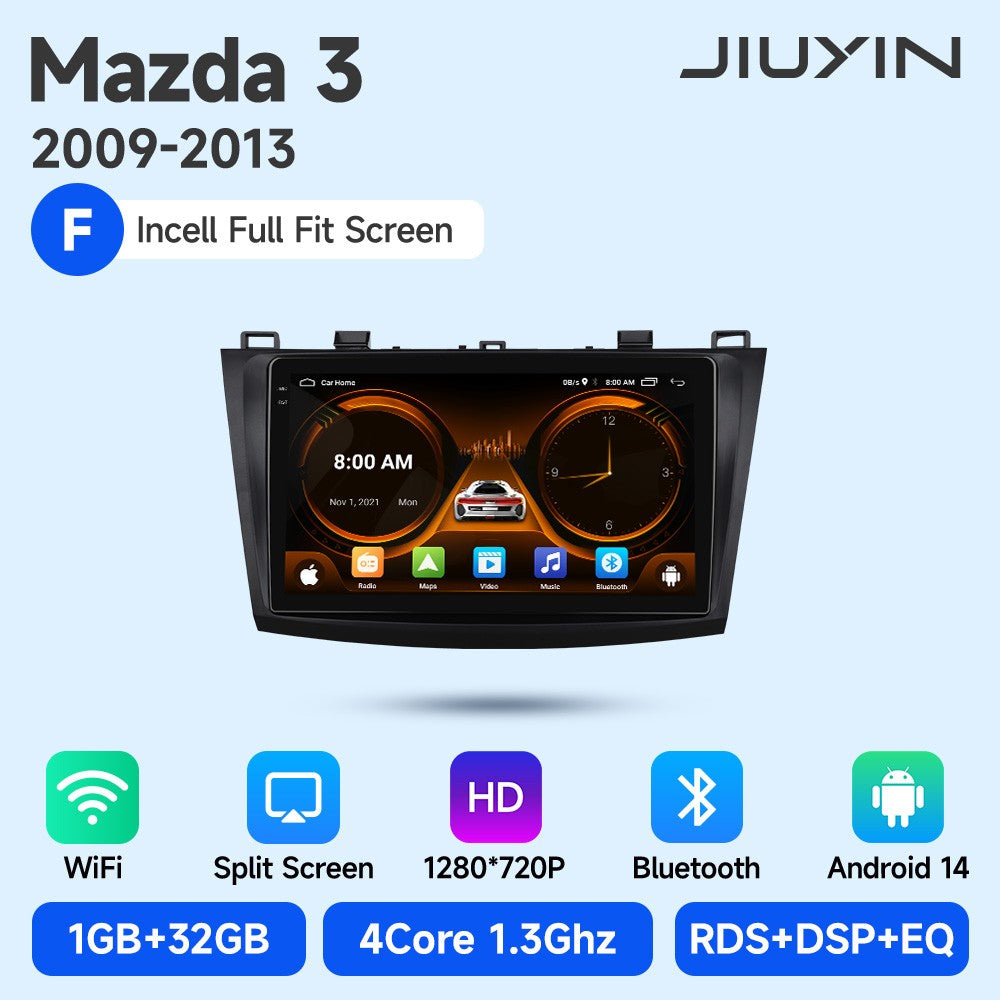 JIUYIN Rádio automotivo 2 Din para Mazda 3 2009 2010 2011 2012 2013 Android 13 Multimedia Player 4G GPS Navegação Carplay DVD Unidade Central