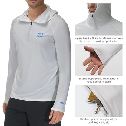 Camisa de Pesca Masculina BASSDASH com Zíper 1/4 UPF 50+ Secagem Rápida Manga Longa Proteção Solar FS24M