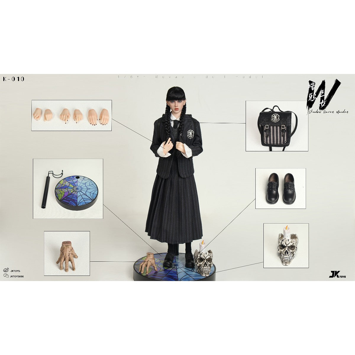 Boneco de Ação HIPLAY JKTOYS Shadow Raven Maiden Wednesday K-010 1/6