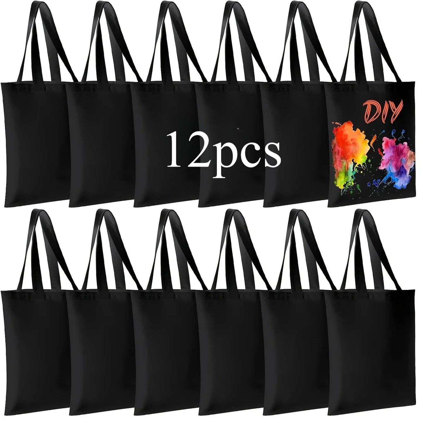 Pacote com 6 Sacolas Reutilizáveis em Branco para DIY - Laváveis, Ideais para Projetos de Transferência de Calor/Sublimação, Compras e Afazeres