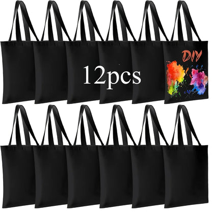 Pacote com 6 Sacolas Reutilizáveis em Branco para DIY - Laváveis, Ideais para Projetos de Transferência de Calor/Sublimação, Compras e Afazeres