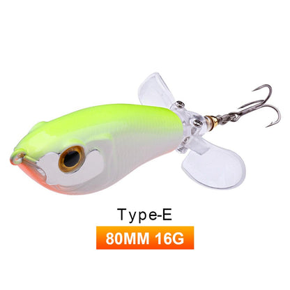 Iscas de Pesca TREHOOK 9g/16g de Superfície Whopper Popper Cauda de Hélice Dupla Giratória Isca Artificial Flutuante