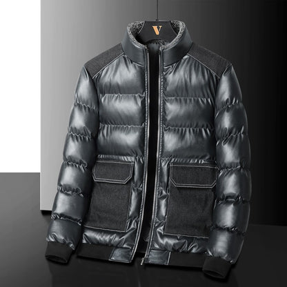 2024 Autumn/Winter New Men's Cowboy Coat Men's Youth Collar Jacket Men Single row Concealed Buckle Casual top big size