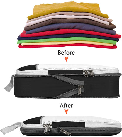 6PCS Travel Compressed Packing Cubes Storage Organizer Set With Shoe Bag Mesh Visual Luggage Portable Lightweight Suitcase Bag