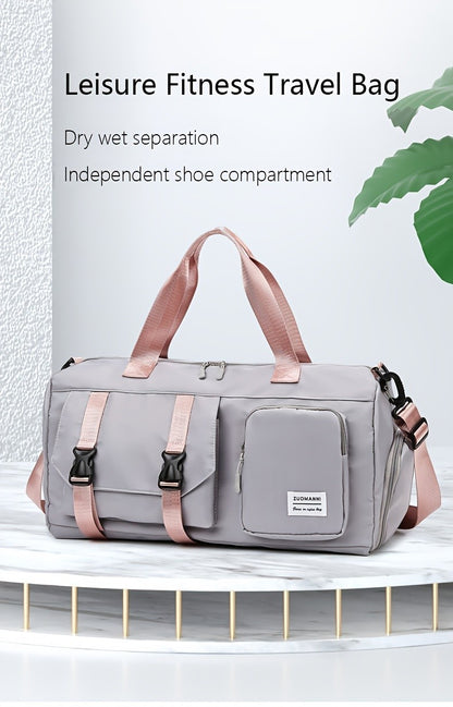 Women's Durable Nylon Sports Gym Bag with Shoe Compartment - Multifunctional Fitness Duffle for Yoga, Travel & Weekend Trips