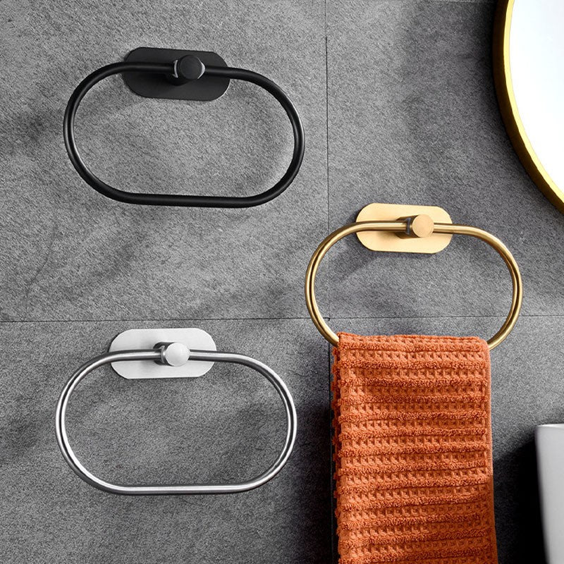 Self-adhesive Bathroom Towel Ring Hook Hardware Accessories Storage Holder Stainless Steel Hand Towel Holder Modern Round Towel
