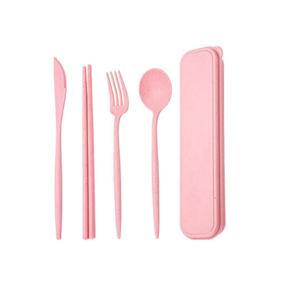 Portable tableware set, knife, fork, spoon, chopsticks, student and office worker tableware four-piece set gift