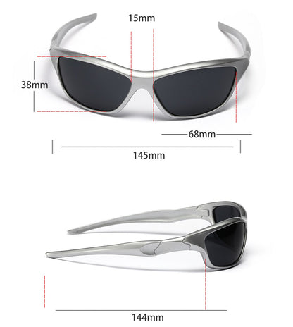 Men's Silver Y2K Sunglasses Outdoor Cycling Sports Sun Glasses Women Vintage Shades Trendy Punk Goggle Eyewear 2000S Aesthetic