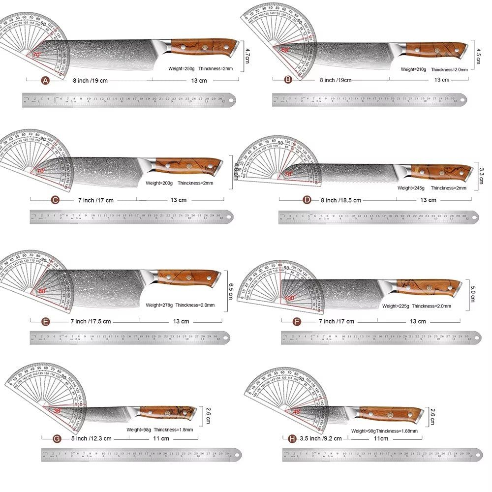 XITUO Damascus Aço Faca de Cozinha Conjunto 1-8 Pçs Faca Profissional Japonesa Faca de Chef Afiada Faca Santoku Faca de Corte Faca de Utilitário Faca de Trinchar