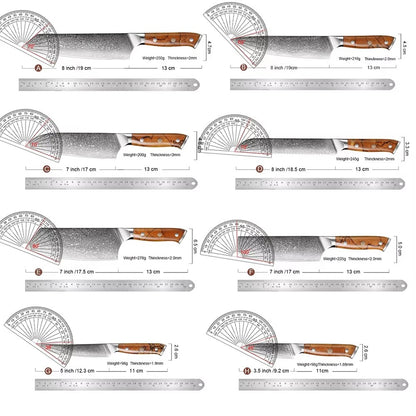 XITUO Damascus Aço Faca de Cozinha Conjunto 1-8 Pçs Faca Profissional Japonesa Faca de Chef Afiada Faca Santoku Faca de Corte Faca de Utilitário Faca de Trinchar