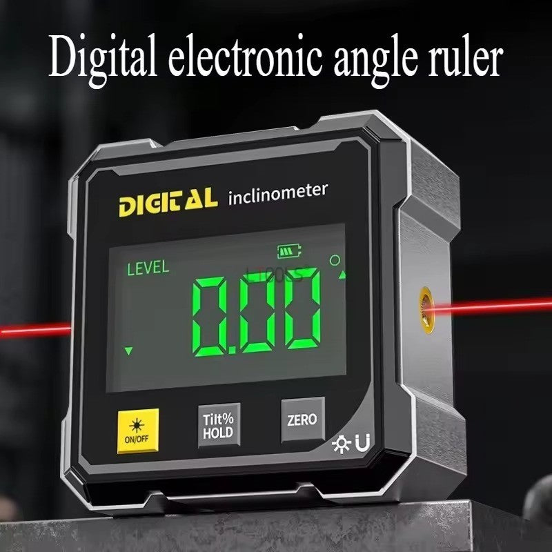 1 caixa de ângulo de inclinação a laser de dupla face com sucção magnética de quatro lados, nível a laser de inclinação pequena, ferramenta eletrônica de medição precisa