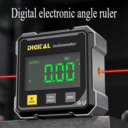 1 caixa de ângulo de inclinação a laser de dupla face com sucção magnética de quatro lados, nível a laser de inclinação pequena, ferramenta eletrônica de medição precisa