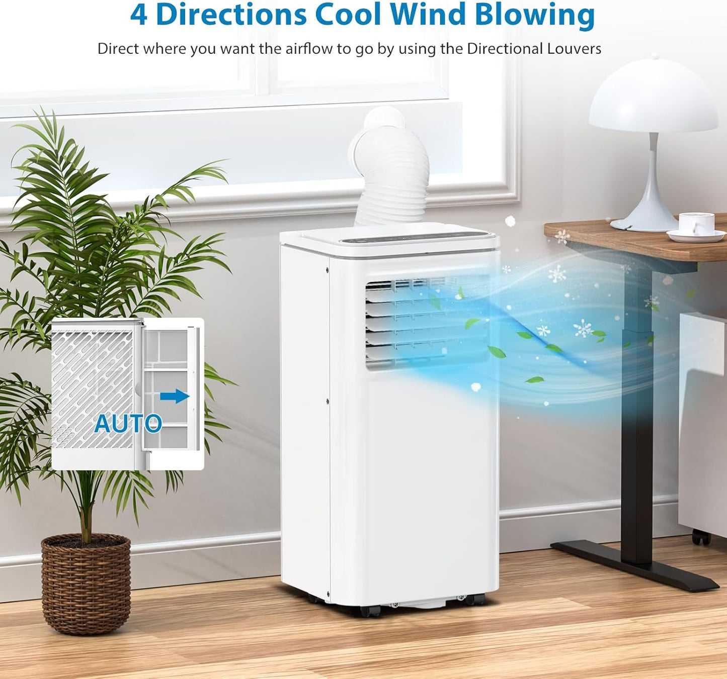 Ar Condicionado Portátil 10000 BTU 3 em 1 com Ventilador e Desumidificador Controle Remoto Display LCD, Timer 24H