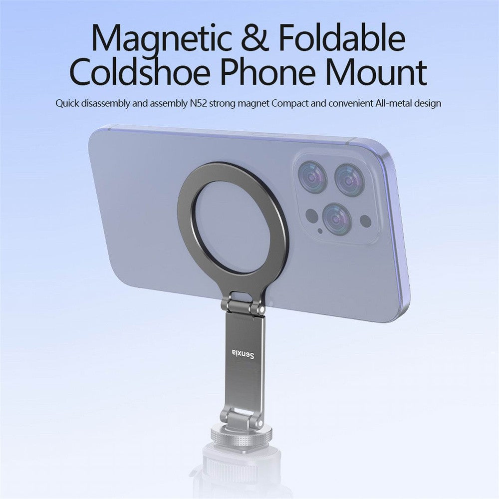 2025 Magnetic Cold Shoe Phone Holder Adapter with 1/4" Screw Magsafe Phone Tripod Mount for iPhone 16-12 DSLR Camera Monitor
