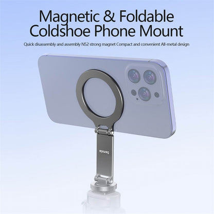 2025 Magnetic Cold Shoe Phone Holder Adapter with 1/4" Screw Magsafe Phone Tripod Mount for iPhone 16-12 DSLR Camera Monitor
