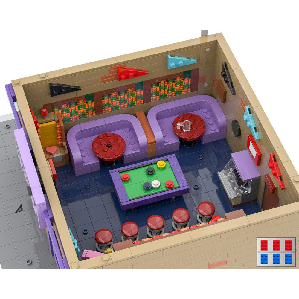 Gobricks MOC Simpsoned Modular Moe's Tavern Modelo de Tijolos O Ponto de Encontro de Springfield Modular Moe's Tavern Bar Blocos de Montar Brinquedos de Presente