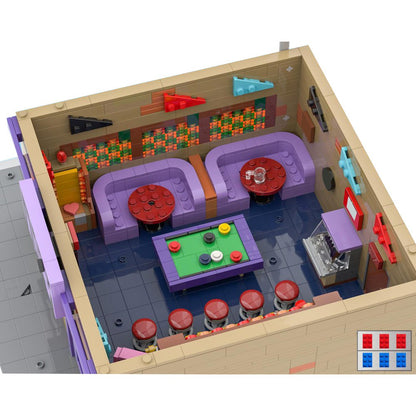 Gobricks MOC Simpsoned Modular Moe's Tavern Modelo de Tijolos O Ponto de Encontro de Springfield Modular Moe's Tavern Bar Blocos de Montar Brinquedos de Presente