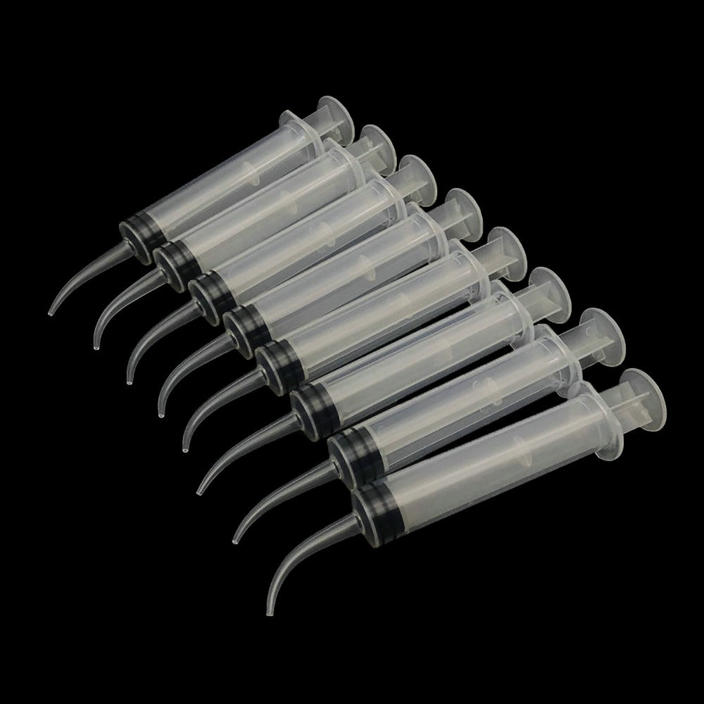50 Seringas Descartáveis de Irrigação Dental com Ponta Curva 12ml para Uso Odontológico Material Odontológico Diâmetro da Ponta 1.9mm