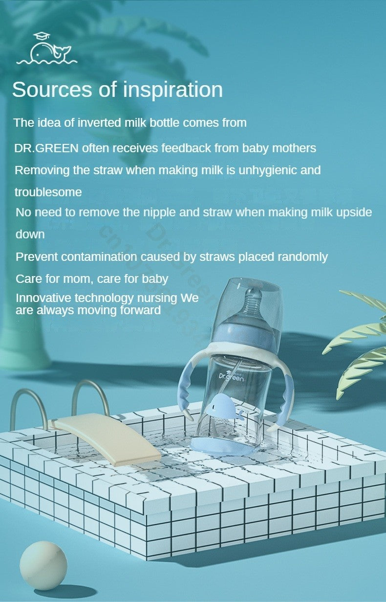 Dr.Green Wide Mouth Newborn baby bottles PPSU Washable Bottles Forward and reverse bi-directional scale inverted milk brewing