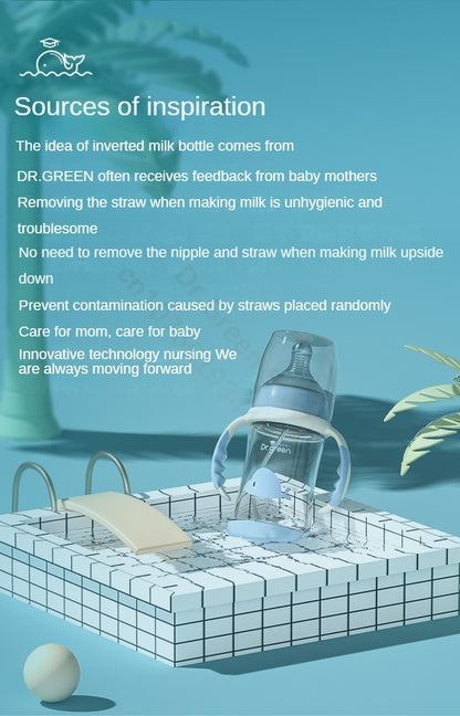 Dr.Green Wide Mouth Newborn baby bottles PPSU Washable Bottles Forward and reverse bi-directional scale inverted milk brewing
