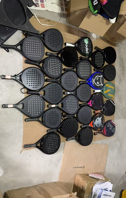 Raquetes de Padel de Carbono Profissionais 3K/12K para Homens, Superfície Áspera com Núcleo de Espuma de Memória Macia em EVA para Treinamento